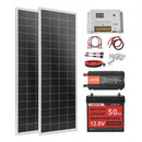 VEVOR Kit Solaire Complet Hors Réseau 200 W 12 V 2 Panneaux Solaires Monocristallins 100 W, Batterie LiFePO₄ 12,8 V 50 Ah, Contrôleur de Charge 40 A, Onduleur 800 W, pour Camping-car, Maison, Bateau - image 2