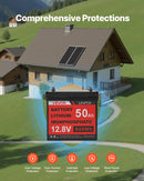 VEVOR Kit Solaire Complet Hors Réseau 200 W 12 V 2 Panneaux Solaires Monocristallins 100 W, Batterie LiFePO₄ 12,8 V 50 Ah, Contrôleur de Charge 40 A, Onduleur 800 W, pour Camping-car, Maison, Bateau - image 6
