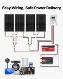 VEVOR Kit Solaire Complet Hors Réseau 800 W 12 V 4 Panneaux Solaires Monocristallins 200 W, Batterie LiFePO₄ 12,8 V 300 Ah, Contrôleur de Charge MPPT 60 A, Onduleur 2000 W, pour Camping-car, Maison - image 7