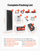 VEVOR Kit Solaire Complet Hors Réseau 400 W 12 V 4 Panneaux Solaires Monocristallins 100 W, Batterie LiFePO₄ 12,8 V 200 Ah, Contrôleur de Charge MPPT 40 A, Onduleur 2000 W, pour Camping-car, Maison - image 8