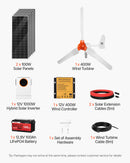 VEVOR Kit d'Énergie Éolienne et Solaire 12 V 600 W, 2 Panneaux Monocristallins 100 W, Éolienne 400 W, Batterie LiFePO₄ 12,8 V 100 Ah, Onduleur Solaire Hybride 1000 W pour Camping-car, Bateau, Maison - image 8