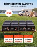 VEVOR Batterie Lithium LiFePO4 24 V 100 Ah 4000+ Cycles BMS 100 A Intégré pour Camping-cars, Moteurs de Pêche Traîne, Systèmes Solaires, Connexion 8P2S, 2560 Wh, Protection contre Basses Températures - image 8