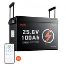 VEVOR Batterie Lithium LiFePO4 24 V 100 Ah 4000+ Cycles BMS 100 A Bluetooth pour Camping-cars, Moteurs Pêche Traîne, Systèmes Solaires, Connexion 8P2S, 2560 Wh, Protection contre Basses Températures - image 2