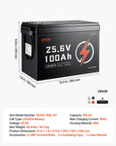 VEVOR Batterie Lithium LiFePO4 24 V 100 Ah 4000+ Cycles BMS 100 A Bluetooth pour Camping-cars, Moteurs Pêche Traîne, Systèmes Solaires, Connexion 8P2S, 2560 Wh, Protection contre Basses Températures - image 8