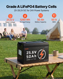 VEVOR Batterie Lithium LiFePO4 24 V 50 Ah 4000+ Cycles BMS 50 A Bluetooth pour Camping-cars, Moteurs de Pêche Traîne, Systèmes Solaires, Connexion 8P2S, 1280 Wh, Protection contre Basses Températures - image 3