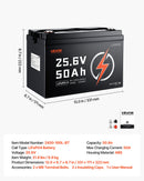 VEVOR Batterie Lithium LiFePO4 24 V 50 Ah 4000+ Cycles BMS 50 A Bluetooth pour Camping-cars, Moteurs de Pêche Traîne, Systèmes Solaires, Connexion 8P2S, 1280 Wh, Protection contre Basses Températures - image 8