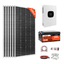 VEVOR Kit Solaire Complet Hors Réseau 1200 W 24 V 6 Panneaux Solaires Monocristallins 200 W, Batterie LiFePO₄ 25,6 V 300 Ah, Onduleur Hybride 24 V 3600 W, Haut Rendement, pour Maison, Hangar, Ferme