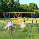 VEVOR Kit Portique Balançoire de Jardin 6-en-1, avec 2 Balançoires, Barre de Trapèze, Échelle, Filet d'Escalade et Panier de Basket-ball, Charge 200 kg, Cadre en Métal Robuste, pour Enfants 3+ - image 9