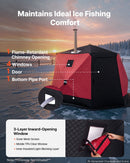 VEVOR Tente Pêche Glace Isolée 6-8 Personnes 3,3x3,3x2 m Abri Pop-Up Rouge pour Hiver, Lac et Étang Gelés, Surface 6,75 m², Tissu 600D 4 Couches, Portable 5 Côtés, avec Ancrages, Cordes, Sac Transport - image 7