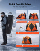 VEVOR Tente Pêche Glace Isolée 6-8 Personnes 3,47x1,74x2,3 m Abri Pop-Up pour Hiver, Lac et Étang Gelés, Surface 7,82 m², Tissu 600D 4 Couches, Portable Cubique, avec Ancrages, Cordes, Sac Transport - image 6