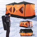 VEVOR Tente Pêche Glace Isolée 8-10 Personnes 4,11x2,3x2,3 m Abri Pop-Up pour Hiver, Lac et Étang Gelés, Surface 10,7 m², Tissu 600D 4 Couches, Portable Cubique, avec Ancrages, Cordes, Sac Transport