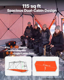 VEVOR Tente Pêche Glace Isolée 8-10 Personnes 4,11x2,3x2,3 m Abri Pop-Up pour Hiver, Lac et Étang Gelés, Surface 10,7 m², Tissu 600D 4 Couches, Portable Cubique, avec Ancrages, Cordes, Sac Transport - image 5