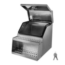VEVOR Coffre à outils à marchepied pour semi-remorque, 610 x 695 x 645 mm, boîte à outils robuste en aluminium, coffre de rangement latéral étanche avec poignée en T et clés, pour remorques à plateau - image 10