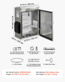 VEVOR Coffret Électrique Étanche Extérieur IP65, Boitier Électrique Mural en Acier Inoxydable, 40x20x50 cm, avec Thermostat, Ventilateur, Capot de Protection, Porte à Clés, Montage Mural ou sur Poteau - image 8