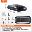 VEVOR Coffre de Toit 370 L, Porte-Bagages de Toit Coque Rigide en ABS, avec Ouverture Double-Face 2 Sangles Renforcées, Aérodynamique, pour la Plupart des Barres Transversales, Voiture, SUV, Noir - image 8