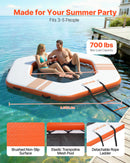 VEVOR Quai Flottant Gonflable 2,6x2,6 m Plateforme de Quai Gonflable pour Piscine Plage Mer Réunions Famille Sorties Amis Activités Nautiques avec Sac de Transport Portable, Échelle Amovible, Orange - image 3