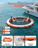 VEVOR Quai Flottant Gonflable Rond Plateforme de Quai Gonflable 3,05 m pour Piscine Plage Mer Réunions Famille Sorties Amis Activités Nautiques avec Sac de Transport Portable, Échelle Amovible, Orange - image 5