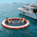 VEVOR Quai Flottant Gonflable Rond Plateforme de Quai Gonflable 3,05 m pour Piscine Plage Mer Réunions Famille Sorties Amis Activités Nautiques avec Sac de Transport Portable, Échelle Amovible, Orange - image 9