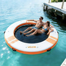 VEVOR Quai Flottant Gonflable Rond Plateforme de Quai Gonflable 2,44 m pour Piscine Plage Mer Réunions Famille Sorties Amis Activités Nautiques avec Sac de Transport Portable, Échelle Amovible, Orange - image 9