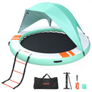 VEVOR Quai Flottant Gonflable Rond Plateforme de Quai Gonflable 2,44 m pour Piscine Plage Mer Lac Réunions de Famille Sorties Amis Activités Nautiques avec Sac de Transport Portable, Échelle Amovible