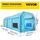 VEVOR Cabine de peinture gonflable 12x5x4 m, tente peinture gonflable automobile en tissu oxford 210 D, avec 2 souffleurs puissants et système de filtre à air, station de travail pour garage, atelier - image 8