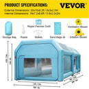 VEVOR Cabine Peinture Gonflable 6x3x2,5 m Tente Tunnel Pulvérisation Garage Tissu Oxford 210D PVC Souffleur Gonflage 680W Souffleur Ventilation 330W Tente pour Mécaniciens Automobile - image 8
