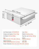 VEVOR Coffre à outils pour benne de camion, 770 x 610 x 230 mm, boîte à outils pour camion robuste en aluminium avec plaque diamantée, coffre de rangement charge 100 kg, pour pick-up, remorque, argent - image 8