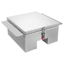 VEVOR Coffre à outils pour benne de camion, 770 x 610 x 310 mm, boîte à outils pour camion robuste en aluminium avec plaque diamantée, coffre de rangement charge 100 kg, pour pick-up, remorque, argent