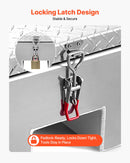 VEVOR Coffre à outils pour benne de camion, 770 x 610 x 310 mm, boîte à outils pour camion robuste en aluminium avec plaque diamantée, coffre de rangement charge 100 kg, pour pick-up, remorque, argent - image 6