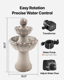 VEVOR Fontaine Extérieure de Jardin, Hauteur 93 cm, Cascade Moderne à 2 Niveaux, Fontaine en Fibre de Verre et Résine, avec Pompe à Eau, pour Jardins, Terrasses, Arrière-cour, Décoration d'Intérieur - image 4