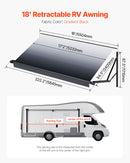VEVOR Auvent de Voiture Camping-car Caravane Latéral 550,4 cm, Pare-soleil Imperméable et Rétractable, en PVC avec Cadre en Alliage d'Aluminium, Réglage Électrique, Voyage, Camping, Noir Dégradé - image 8