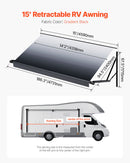 VEVOR Auvent de Voiture Camping-car Caravane Latéral 459 cm, Pare-soleil Imperméable et Rétractable, en PVC avec Cadre en Alliage d'Aluminium, Réglage Électrique, Voyage, Camping, Noir Dégradé - image 8