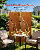 VEVOR Panneau Brise Vue Extérieur Métal 50x160 cm Paravent Extérieur Décoratif Autoportant, Séparation de Jardin, Écran d'Intimité, Acier au Carbone, Piquets de Sol, Motifs Naturels Ajourés, Lot de 2 - image 3