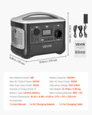 VEVOR Station Électrique Portable 600 W Générateur Solaire Portable 493 Wh Batterie Secours LiFePO4 pour Urgence Domestique, Camping, Voyage Camping-car, 7 Ports de Sortie, Panneau Solaire Non Inclus - image 8