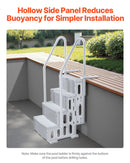 VEVOR Escalier de Piscine en Plastique avec 2 Rampes, 4 Marches Antidérapantes, Capacité de Charge 181,4 kg, pour Piscines Creusées 122-137 cm, Terrasse, Jardin, Maison, Intérieur, Extérieur, Gris - image 5