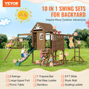 VEVOR Kit Portique Balançoire en Bois 10-en-1, Aire de Jeux avec 2 Balançoires, Barre Trapèze, Toboggan, Grand Fort Supérieur avec Jouets de Cuisine, Échelle Plate, Mur d'Escalade, Table, Bac à Sable - image 3