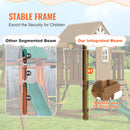 VEVOR Kit Portique Balançoire en Bois 10-en-1, Aire de Jeux avec 2 Balançoires, Barre Trapèze, Toboggan, Grand Fort Supérieur avec Jouets de Cuisine, Échelle Plate, Mur d'Escalade, Table, Bac à Sable - image 5