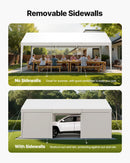 VEVOR Tente Garage, 3,65 x 6,09 m, Carport Abri de Voiture Extérieur avec Parois Latérales Amovibles et Portes, Résistant aux UV et à l'Eau, Protection Toutes Saisons pour Automobile et Bateau, Blanc - image 6
