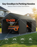 VEVOR Tente Garage, 3,65 x 6,09 m, Carport Abri de Voiture Extérieur avec Parois Latérales Amovibles et Portes, Résistant aux UV et à l'Eau, Protection Toutes Saisons pour Automobile et Bateau, Gris - image 3