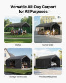 VEVOR Tente Garage, 3,65 x 6,09 m, Carport Abri de Voiture Extérieur avec Parois Latérales Amovibles et Portes, Résistant aux UV et à l'Eau, Protection Toutes Saisons pour Automobile et Bateau, Gris - image 4