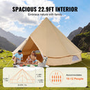 VEVOR Tente Cloche Toile 7 m Jusqu'à 12 Personnes Tente de Yourte 4 Saisons pour Camping Familial, Groupes en Plein Air, Fête, Chasse, avec Trou de Poêle à Bois, Fenêtres en Maille, Sacs de Rangement - image 5