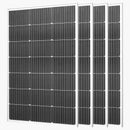 VEVOR Panneau Solaire Monocristallin 100 W Panneau Photovoltaïque 4 PCS Haut Rendement 23 % pour Hors Réseau Toit Plat Voiture Bateau Camping-car, avec Sortie MC4 Stable, Cadre Aluminium, Étanche IP65