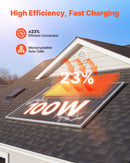 VEVOR Panneau Solaire Monocristallin 100 W Panneau Photovoltaïque 4 PCS Haut Rendement 23 % pour Hors Réseau Toit Plat Voiture Bateau Camping-car, avec Sortie MC4 Stable, Cadre Aluminium, Étanche IP65 - image 3