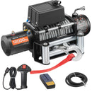 VEVOR Treuil Électrique 12 V Treuil Charge 5400 kg avec Câble Acier 9,1 mm x 26 m Télécommande sans Fil et Filaire pour Remorquage de SUV, Jeeps, Remorques, Bateaux, Véhicules Tout-terrain, Camions