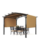VEVOR Pergola Arquée Rétractable, 3048x3048 mm, Pergola Extérieur à Toit Arqué en Métal avec Auvent Pare-soleil, Grand Abri Ombragé de Patio Robuste, pour Terrasse, Arrière-cour, Jardin, Bord Piscine