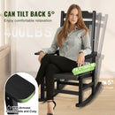 VEVOR Chaise à bascule, lot de 2, chaise berçante d'extérieur HIPS, charge 181,44 kg, fauteuil de relaxation à dossier haut avec accoudoirs lisses, pour jardin, balcon, porche, terrasse, patio, noir - image 6