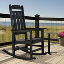 VEVOR Chaise à bascule, lot de 2, chaise berçante d'extérieur HIPS, charge 181,44 kg, fauteuil de relaxation à dossier haut avec accoudoirs lisses, pour jardin, balcon, porche, terrasse, patio, noir - image 9