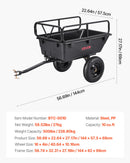 VEVOR Remorque à Benne Basculante, 283 L, Remorque de Tracteur Tondeuse à Gazon Jardin Polyéthylène, Capacité de Charge 226,8 kg, avec Pneus 40,64 cm, Chariot de Transport à Déversement pour VTT, UTV - image 8