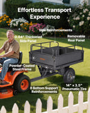 VEVOR Remorque à Benne Basculante, 283 L, Remorque de Tracteur Tondeuse à Gazon de Jardin en Acier, Capacité de Charge 226,8 kg, avec Pneus 35,56 cm, Chariot de Transport à Déversement pour VTT, UTV - image 4