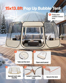 VEVOR Tente Bulle Pop-up, 4,58 x 4,32 m, Tente Igloo Dôme de Jardin pour 12-15 Personnes, Abri de Camping d'Extérieur Transparent avec Fenêtres, Imperméable et Résistante aux UV, Vue Panoramique 540° - image 3